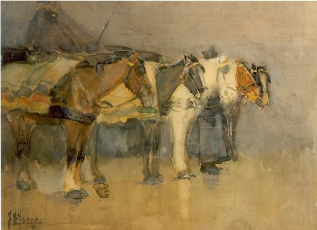 Jurres J.H.  | Horses, watercolour on paper 19.0 x 26.0 cm, signed l.l. and dated '94