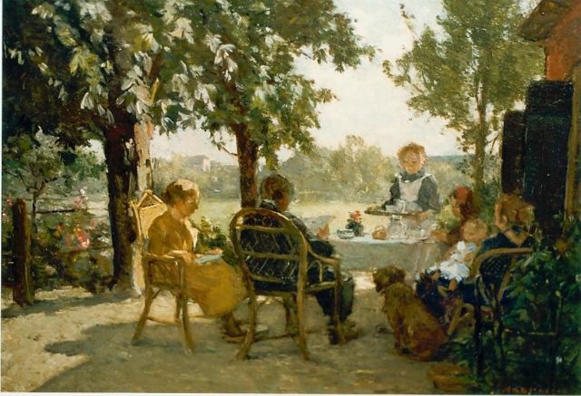 Akkeringa J.E.H.  | Teagarden, oil on canvas 27.0 x 37.0 cm, signed l.r.