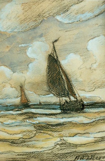 Mesdag H.W.  | Boats at sea, mixed media on paper 15.5 x 20.0 cm, signed l.r.