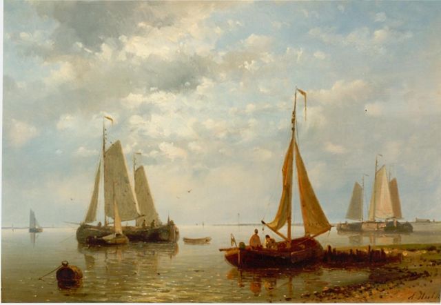 Hulk A.  | Sailing boats in an estuary, oil on panel 17.3 x 25.4 cm, signed l.r.