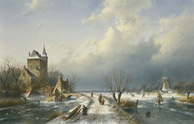 Leickert C.H.J.  | A winter landscape, oil on canvas 61.5 x 95.6 cm, signed l.r. and dated '70