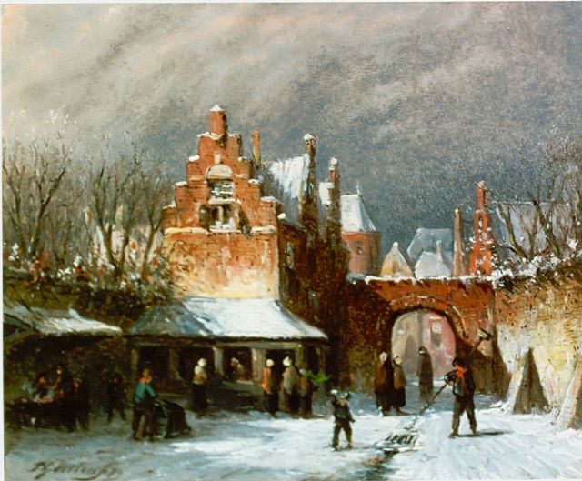 Vertin P.G.  | Townscape in winter, oil on panel 13.8 x 16.7 cm, signed l.l. and dated '79