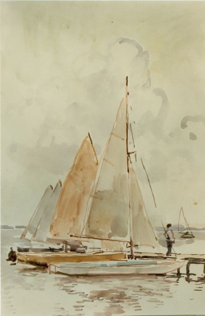 Vreedenburgh C.  | Moored sailing boats, watercolour on paper 19.5 x 13.5 cm