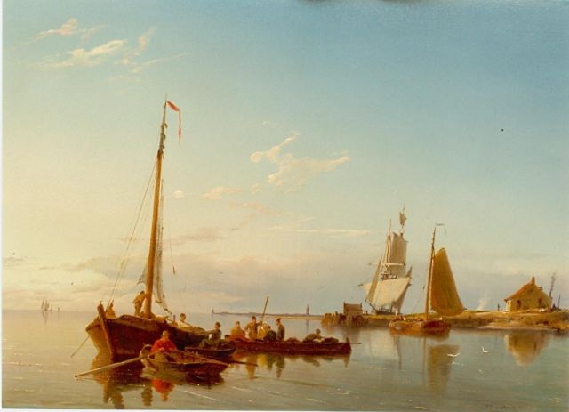 Dommershuijzen P.C.  | The 'Zuiderzee' at dusk, oil on panel 27.8 x 38.0 cm, signed l.r.