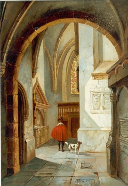 Verhoesen A.  | Church interior, oil on panel 33.8 x 26.0 cm, signed l.r. and dated 1859