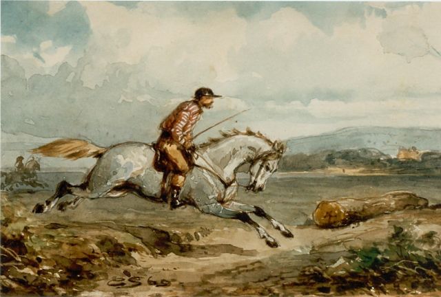 Springer C.  | An experienced horseman, watercolour on paper 13.1 x 19.0 cm, signed l.l. and dated '60