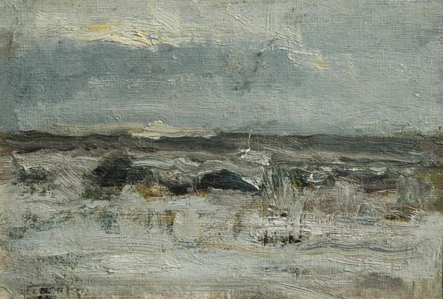 Schütz W.J.  | Seascape, oil on canvas laid down on panel 16.6 x 23.8 cm, signed with studiostamp