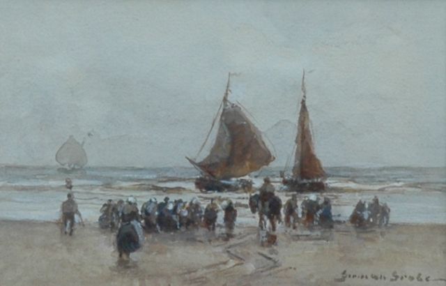 Grobe P.G.  | Return of the fishing fleet, watercolour on paper 9.5 x 14.0 cm, signed l.r.