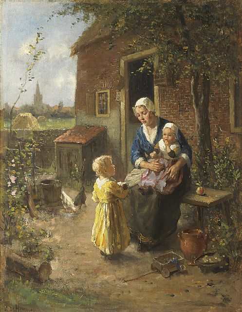 Hoog J.B. de | Motherly love, oil on canvas 65.2 x 50.2 cm, signed l.l.