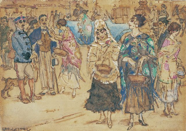 Gestel L.  | Charity Bazaar, Madrid, ink and watercolour on paper 9.0 x 13.0 cm, signed l.l. and painted 1914