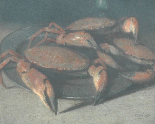 Leendert van der Vlist | Still life with crabs, pastel on paper, 68.0 x 83.0 cm, signed l.r.