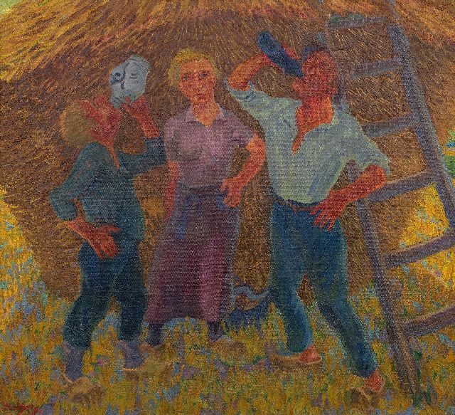 Henk Melgers | Drinking peasants, Drenthe, oil on canvas, 68.3 x 74.6 cm, signed l.l. and on the reverse and painted ca. 1928