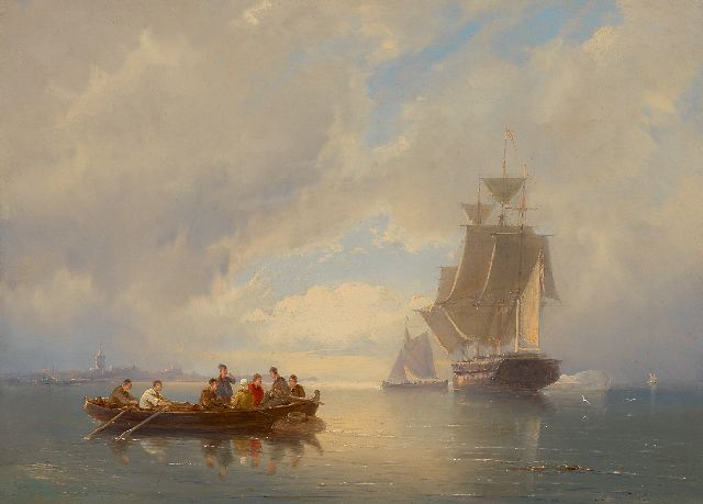 Pieter Cornelis  Dommershuijzen | A war craft firing a salute off the coast, oil on canvas, 27.5 x 38.1 cm, signed l.l. (indistinctly) and dated 1884, without frame