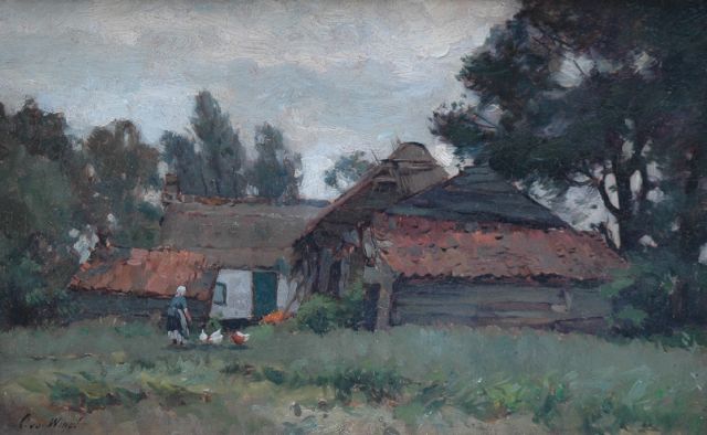 Windt Ch. van der | A summer landscape near Nootdorp, oil on paper laid down on painter's board 28.0 x 43.8 cm, signed l.l.