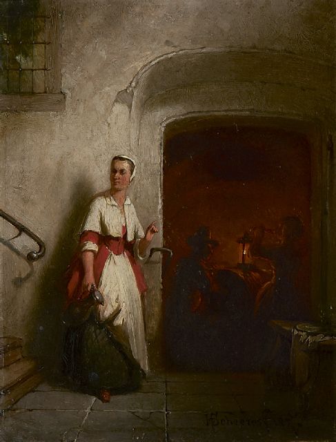 Scheeres H.J.  | In the wine cellar, oil on panel 19.0 x 14.7 cm, signed l.r. and dated 1857