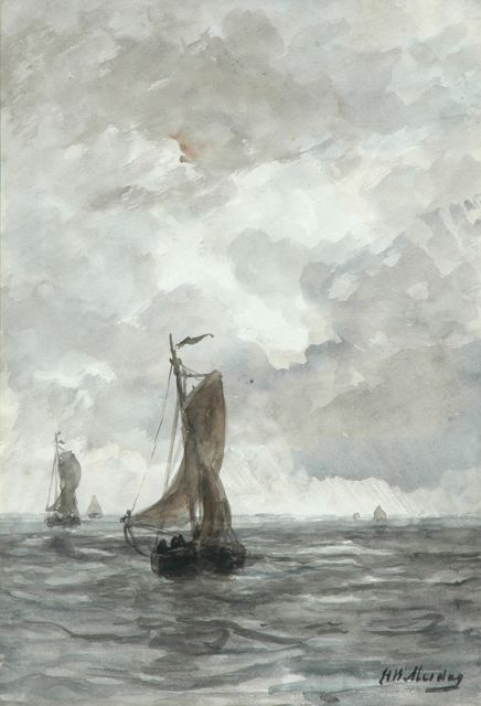 Mesdag H.W.  | Bringing in the catch, watercolour on paper 41.0 x 27.1 cm, signed l.r.