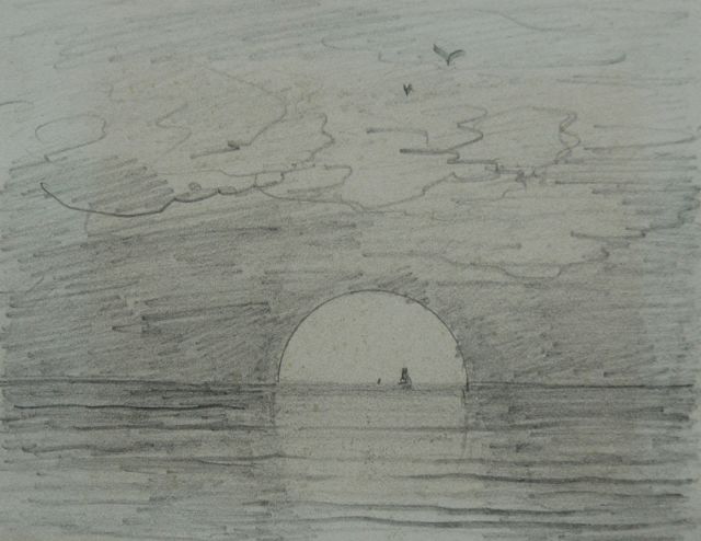 Mesdag H.W.  | Sunrise: 'Guten Morgen', pencil on paper 8.7 x 11.2 cm, painted 's January 1893' on reverse