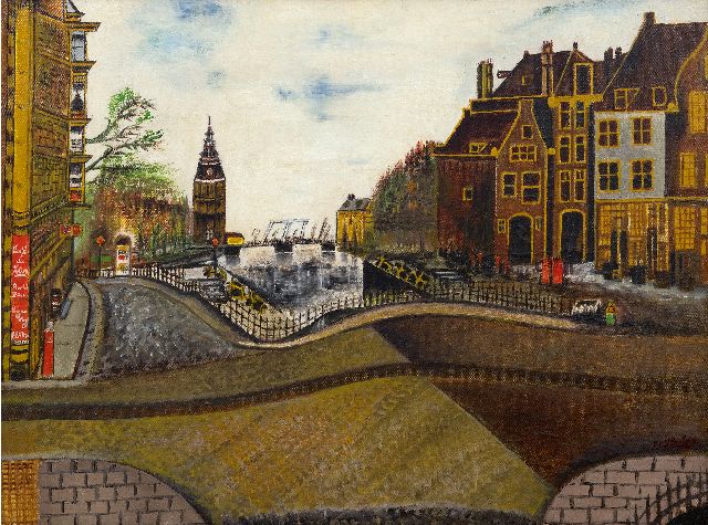 Houtman S.C.  | The Oude Schans, corner St. Antoniebreestraat, with the Montelbaanstoren, Amsterdam, oil on canvas 47.5 x 62.0 cm, signed l.r. and painted 1939