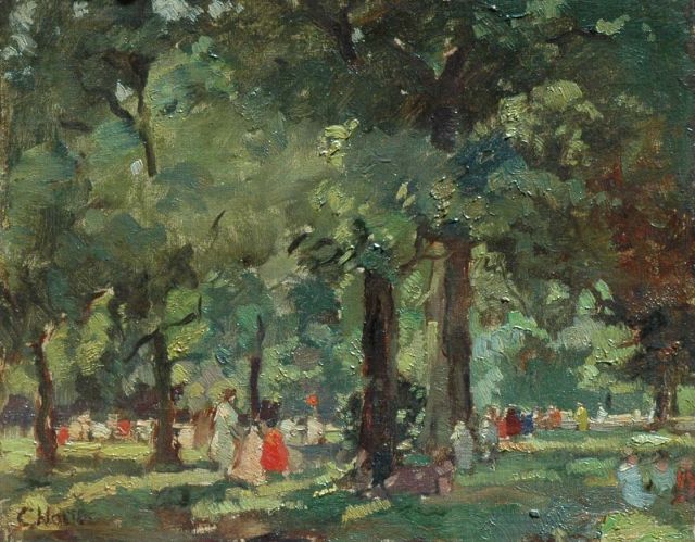 Cor Noltee | Summer in the park, oil on canvas laid down on panel, 31.7 x 39.2 cm, signed l.l.