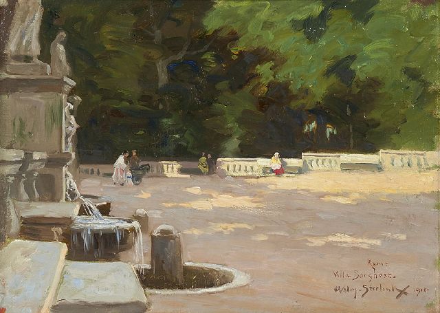 Steelink jr. W.  | Villa Borghese, Rome, oil on canvas laid down on panel 28.2 x 37.2 cm, signed l.r. and dated 1911