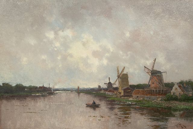 Willem Rip | Windmills along the Zaan river, oil on canvas, 62.8 x 90.6 cm, signed l.r.