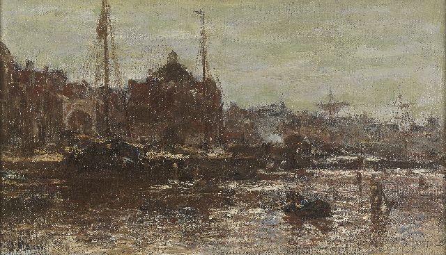 Maris J.H.  | A view of Amsterdam, with the Koepelkerk, oil on canvas 22.3 x 37.8 cm, signed l.l.