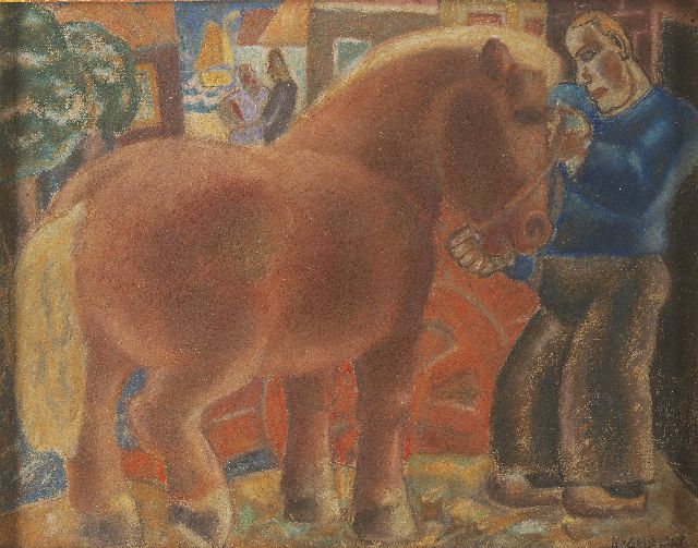 Gestel L.  | Farmer and horse, pastel on paper 25.8 x 32.8 cm, signed l.r. and dated '28