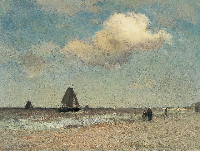 Weissenbruch H.J.  | The beach at Scheveningen, oil on canvas 38.3 x 50.6 cm, signed l.l. and painted ca. 1887