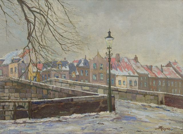 Kruysen J.  | The Stenen Brug in Roermond in the snow, oil on canvas 74.1 x 100.5 cm, signed l.r.