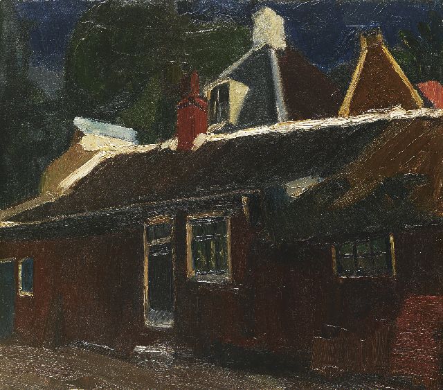 Piet van Wijngaerdt | Houses and red barn, oil on canvas, 51.5 x 58.2 cm, signed l.l. and painted circa 1915