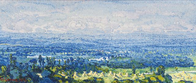 Gouwe A.H.  | A Limburg landscape with haystacks, oil on canvas 24.7 x 58.0 cm, signed l.l. and dated 1917