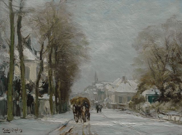 Apol L.F.H.  | A horse-drawn cart in the snow, oil on canvas 30.2 x 40.3 cm, signed l.l.