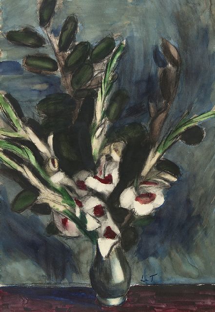 Fauconnier H.V.G. Le | Sword lilies, black chalk and watercolour on paper 99.1 x 68.4 cm, signed l.r. with initials