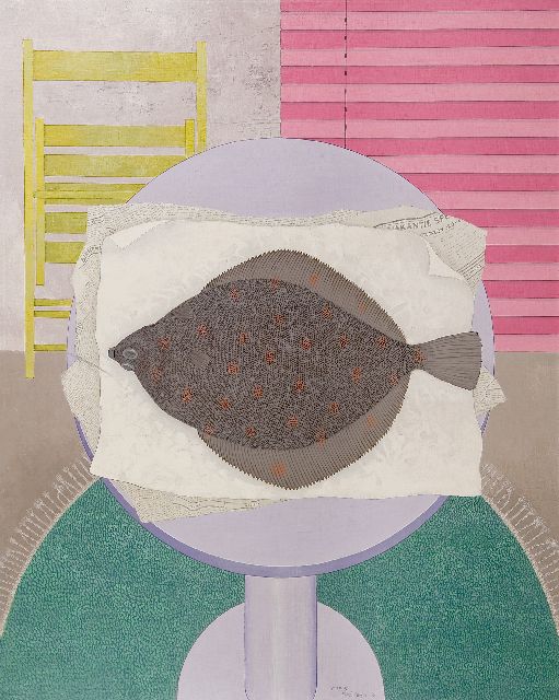 Balvers C.  | Still life with a fish, acrylic on canvas 100.0 x 80.0 cm, signed l.c. and dated '81