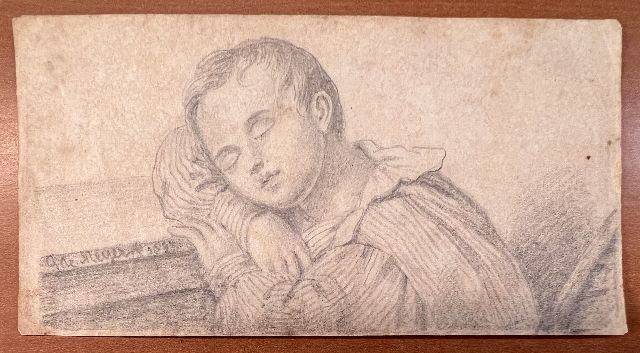 Meijer G. de | The sleeping child, pencil on paper 7.3 x 14.0 cm, signed l.l. and dated 1837
