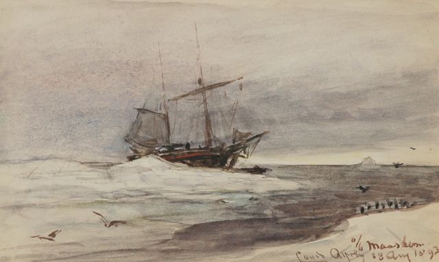 Apol L.F.H.  | On board of the Maasdam, watercolour on paper 11.5 x 19.0 cm, signed l.r. and dated 23 Aug. 1893