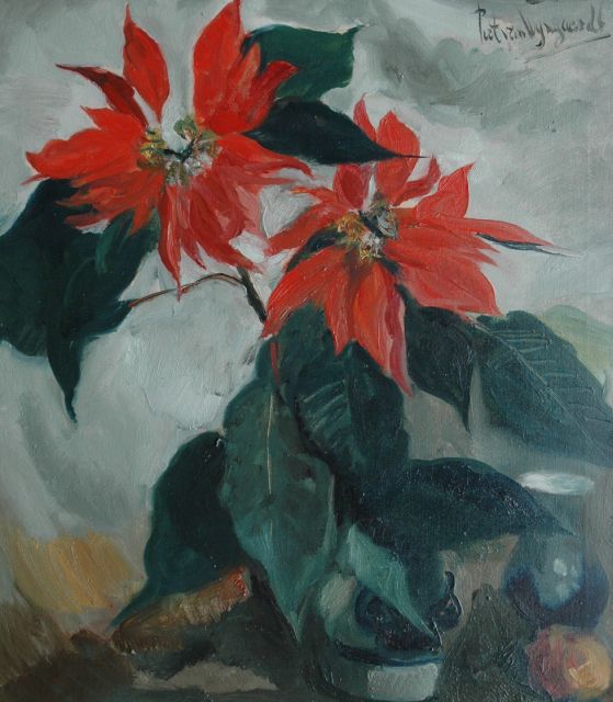 Wijngaerdt P.T. van | Christmas flowers and rennet apples, oil on canvas 80.1 x 70.6 cm, signed u.r.