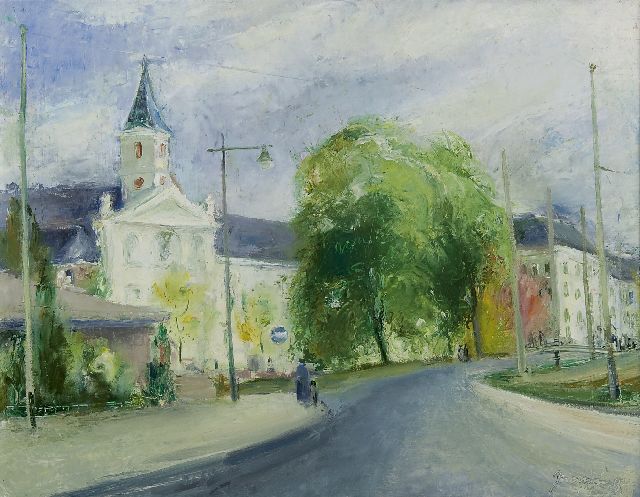 Jaap Nanninga | The Boskant church, The Hague, oil on canvas, 42.3 x 54.6 cm, signed l.r. and dated '44