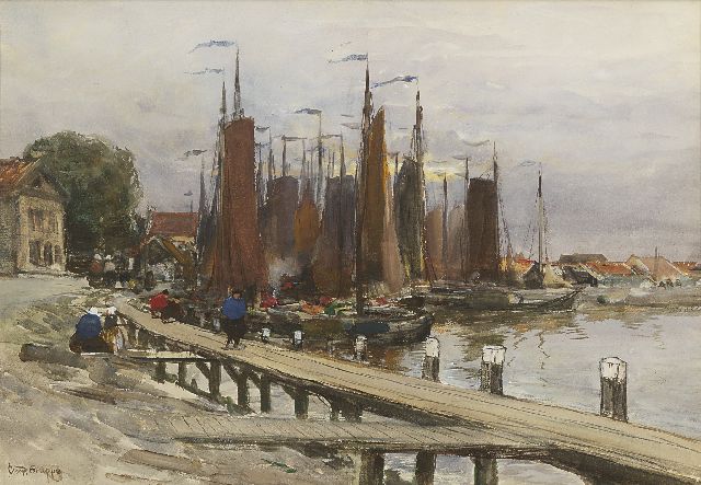 Gruppe C.P.  | The harbour of Volendam, watercolour and gouache on paper 34.3 x 49.9 cm, signed l.l.