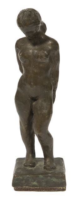 Högbom H.W.  | Woman standing, bronze 18.4 x 5.7 cm, signed on the side of the base