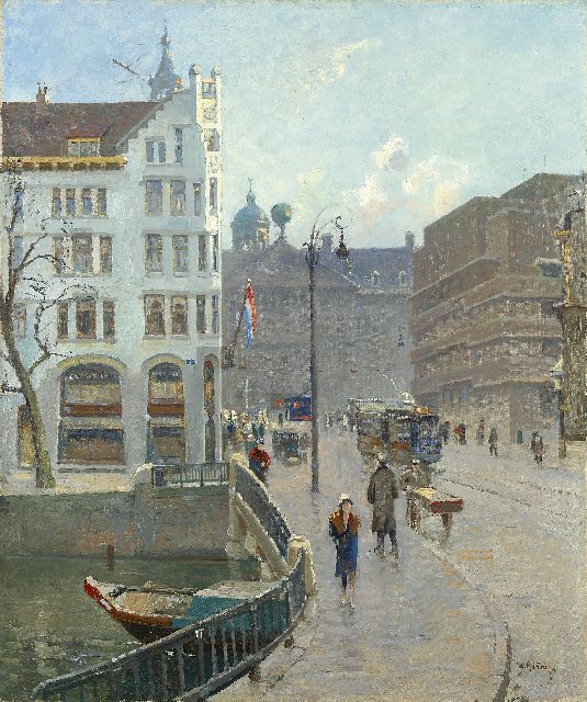 Knip W.A.  | A view of the Raadhuisstraat, Amsterdam, with the Royal Palace, oil on canvas 60.3 x 50.4 cm, signed l.r.