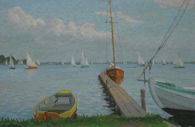 Smorenberg D.  | Sailing ships on the Loosdrechtse Plassen, oil on canvas 40.2 x 60.4 cm, signed l.r.