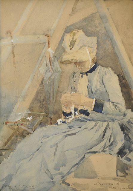 Victor Uytterschaut | Op het strand van De Panne, aquarel op papier, 35,4 x 25,2 cm, gesigneerd r.o. en gedateerd 'La Panne Août 87'