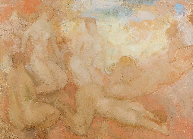 Toon Kelder | Female nudes, oil on canvas, 47.8 x 64.5 cm, signed l.l.