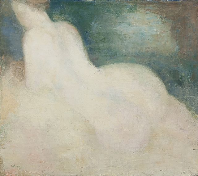 Toon Kelder | Female nude, seen from the back, oil on canvas, 36.7 x 41.1 cm, signed l.l.