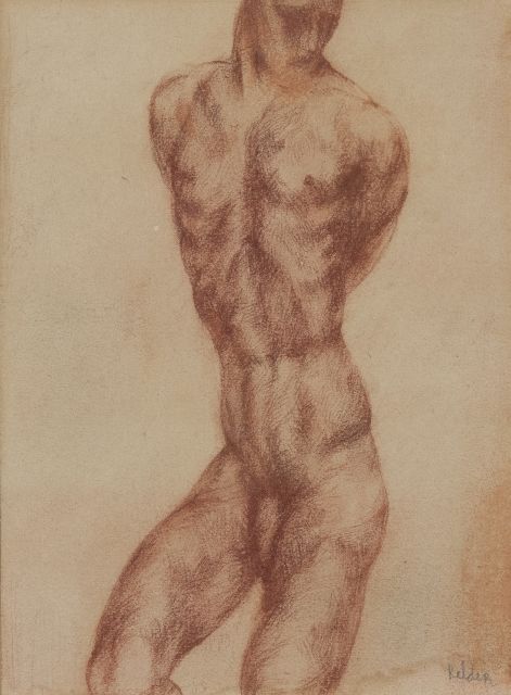 Toon Kelder | Torso - muscle study, red chalk on paper, 25.0 x 18.7 cm, signed l.r.