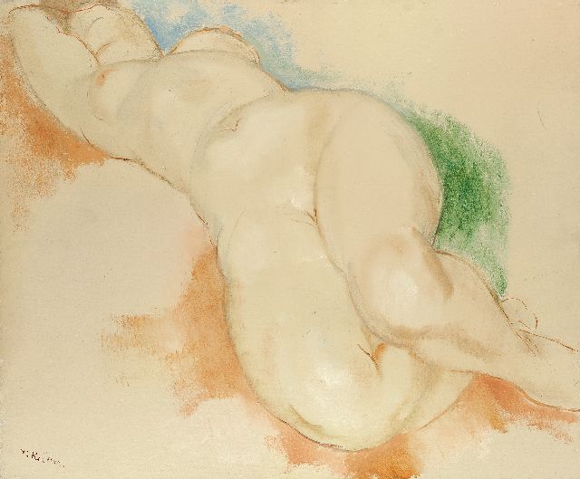 Toon Kelder | Sleeping nude, pencil, chalk and oil on board, 53.9 x 65.0 cm, signed l.l.