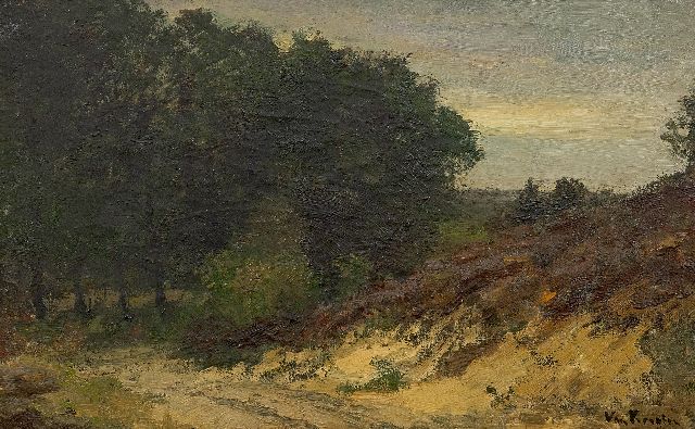 Kregten J.A.R.F. van | A landscape in Drenthe, oil on canvas 34.2 x 54.5 cm, signed l.r.