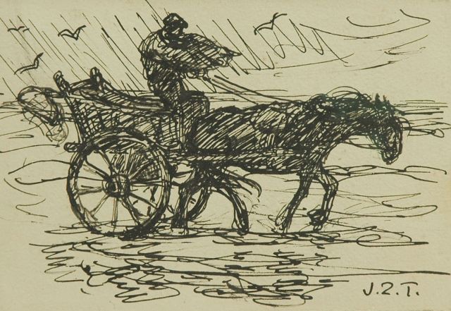 Zoetelief Tromp J.  | Fisherman on the beach, Katwijk, pen and black ink on paper 12.0 x 17.6 cm, signed l.r. with initials