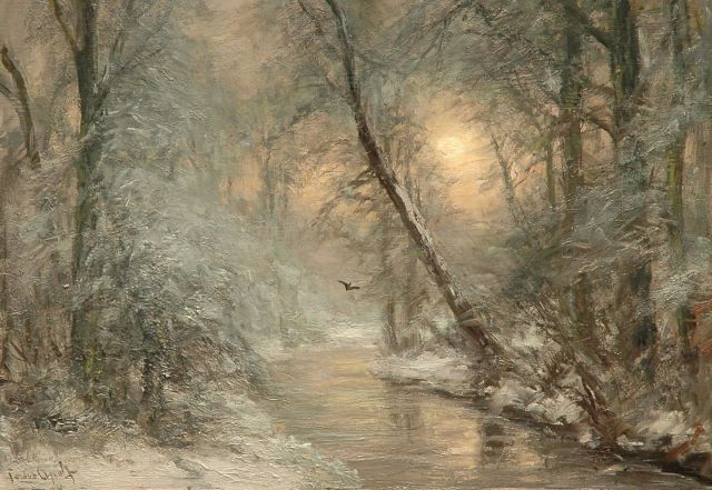 Apol L.F.H.  | A creek in a winter forest, oil on canvas 45.3 x 61.2 cm, signed l.l.